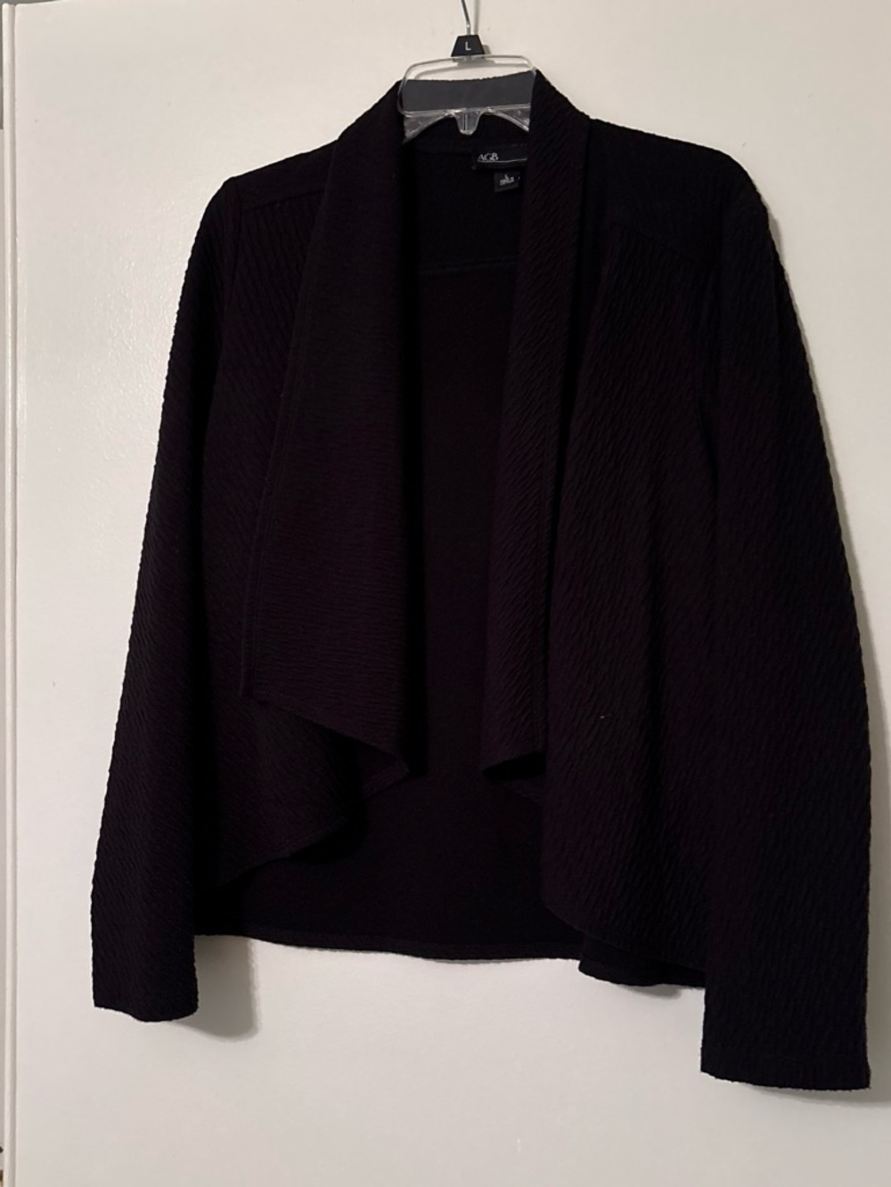 AGB Black Draped Open-Front Cardigan